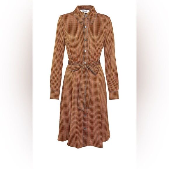 Diane Von Furstenberg Geometric Wrap Dress 
Tigress belted DVF Mocha Mousse XS - Picture 7 of 17